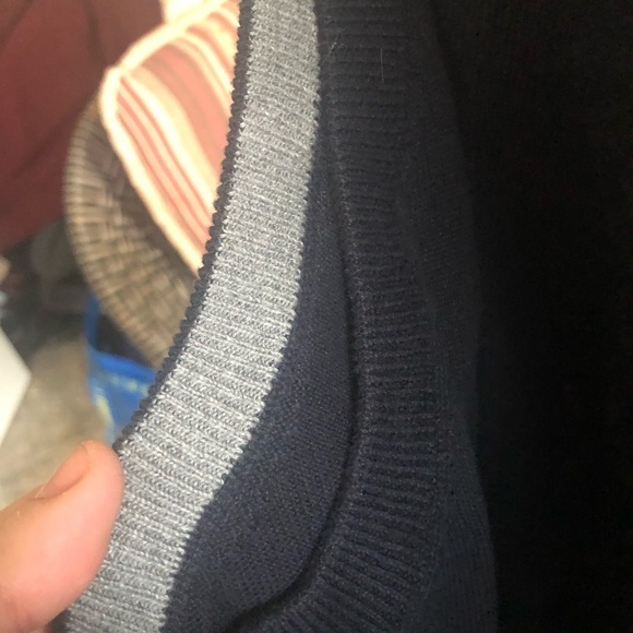 CHAPS Cotton Sweater Vest, Navy - Picture 6 of 6